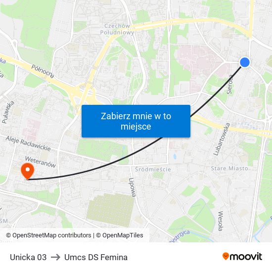 Unicka 03 to Umcs DS Femina map