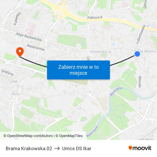 Brama Krakowska 02 to Umcs DS Ikar map