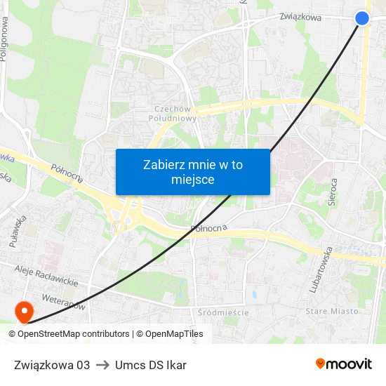 Związkowa 03 to Umcs DS Ikar map