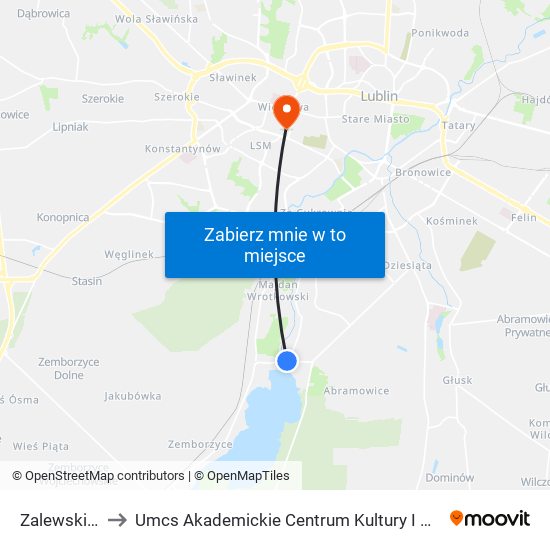 Zalewskiego 01 to Umcs Akademickie Centrum Kultury I Mediów ""Chatka Żaka"" map