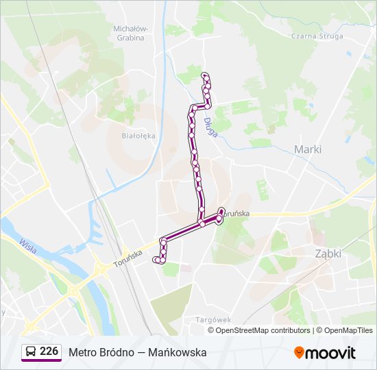 Mapa linii autobus 226