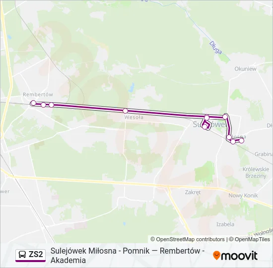 Автобус ZS2: карта маршрута