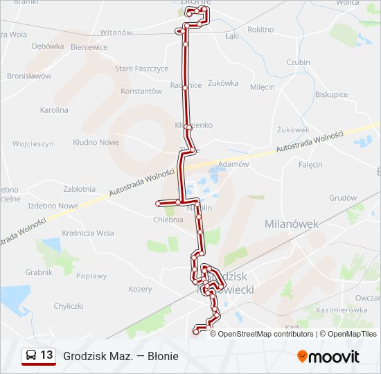 13 bus Line Map