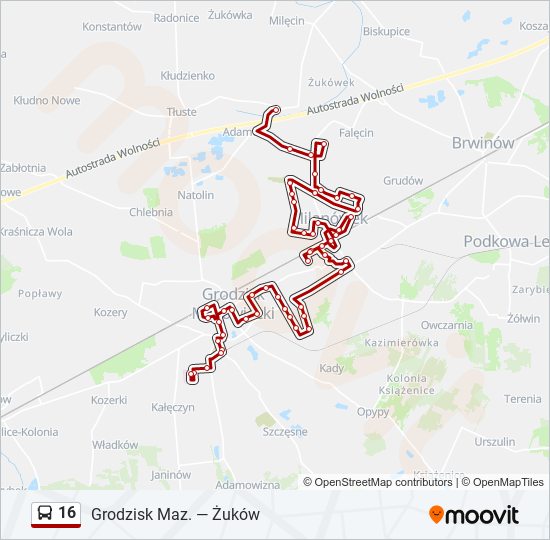 16 bus Line Map