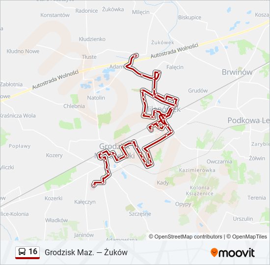 16 bus Line Map