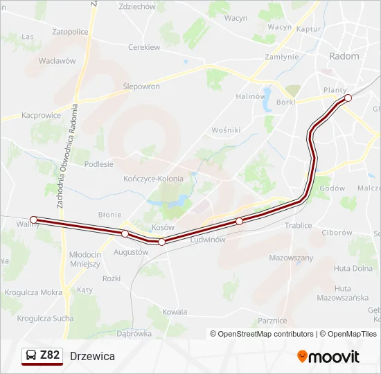 Автобус Z82: карта маршрута