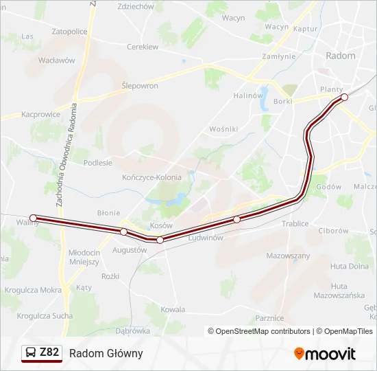 Автобус Z82: карта маршрута