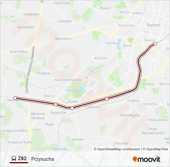 Автобус Z82: карта маршрута