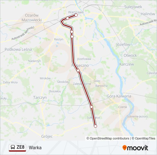 Автобус ZE8: карта маршрута