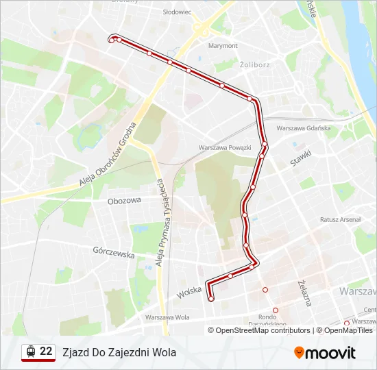 Трамвай 22: карта маршрута