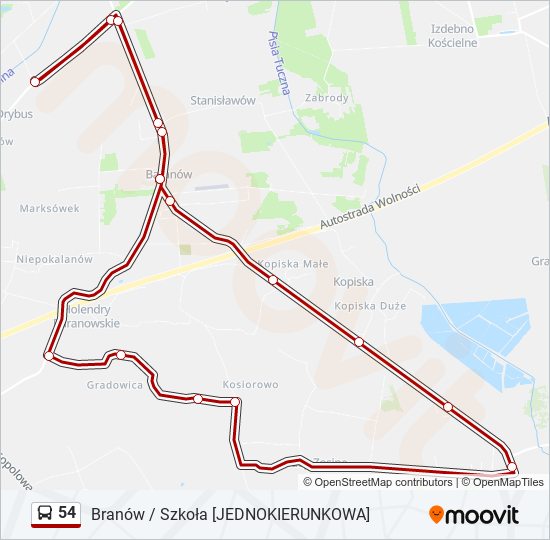 54 bus Line Map