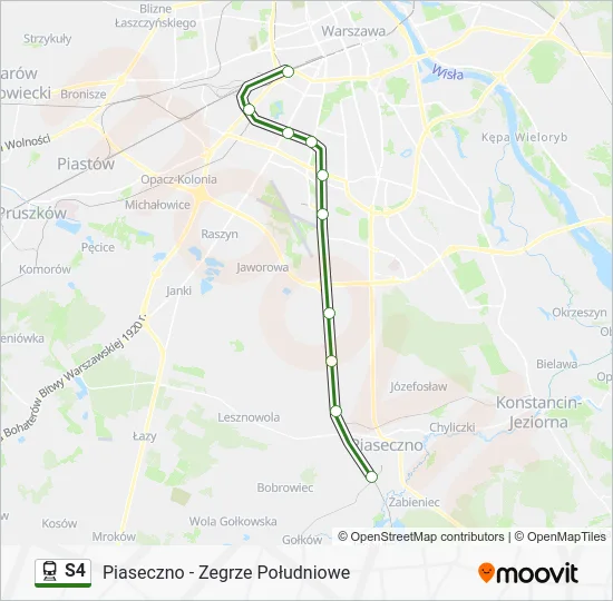 Поезд S4: карта маршрута