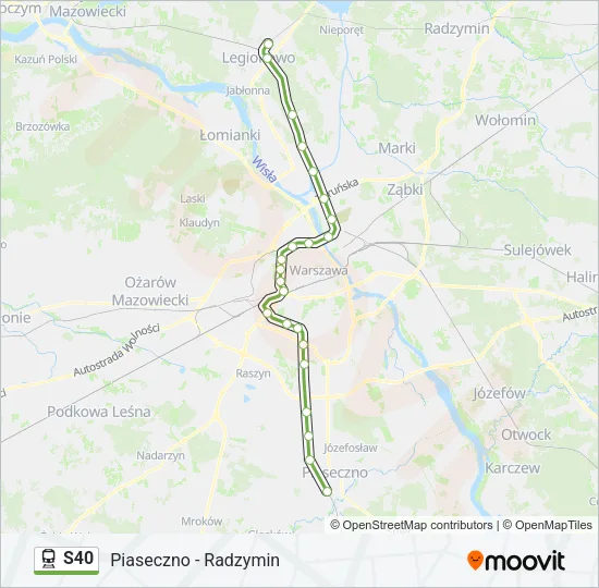 Поезд S40: карта маршрута
