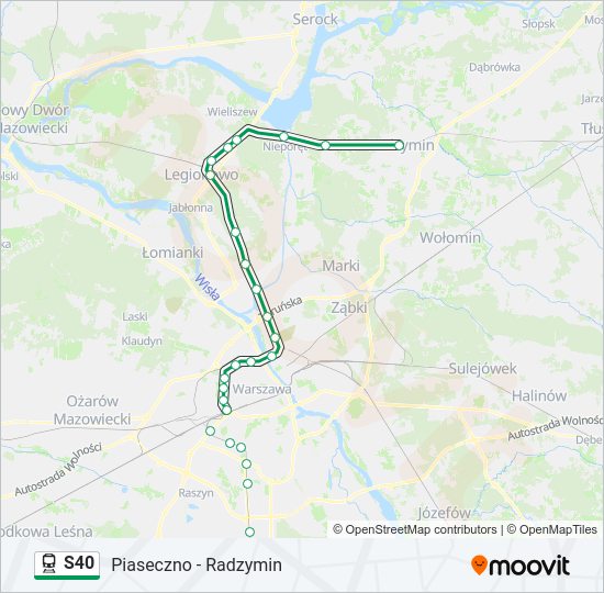 Mapa linii kolej S40