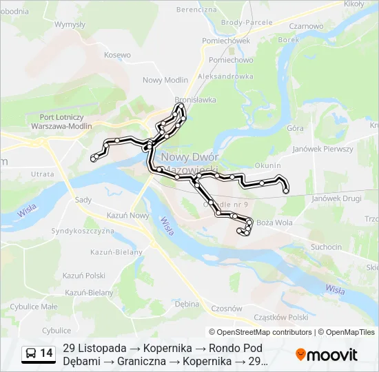 14 Bus Line Map