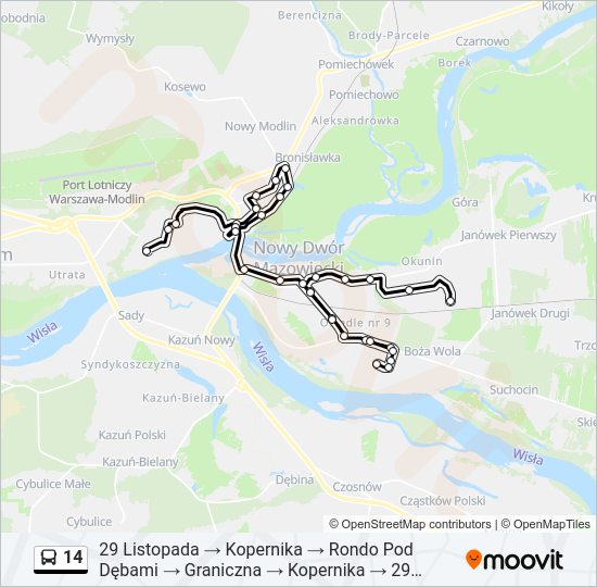 14 bus Line Map