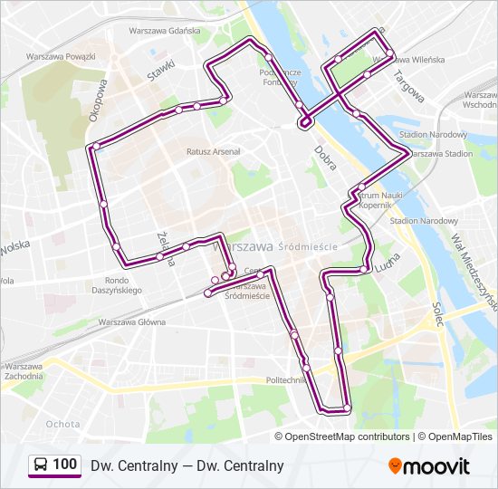 100 bus Line Map