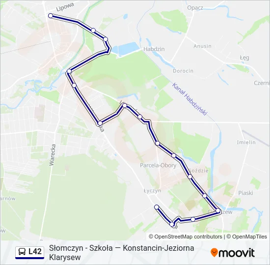 Автобус L42: карта маршрута