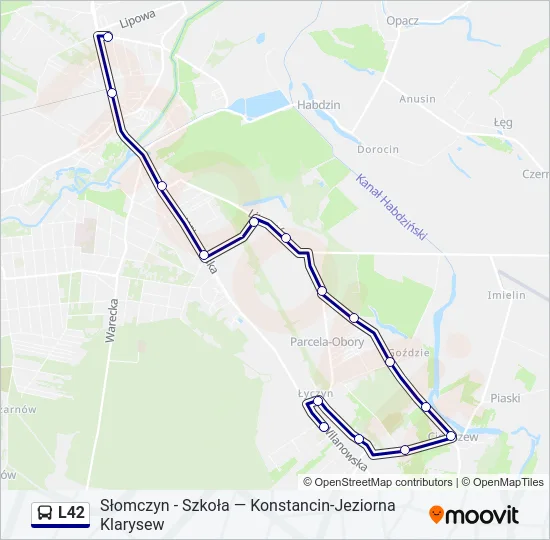 Автобус L42: карта маршрута