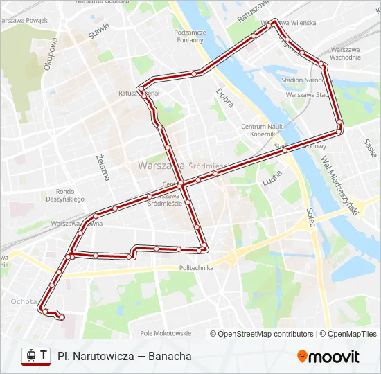 Трамвай T: карта маршрута