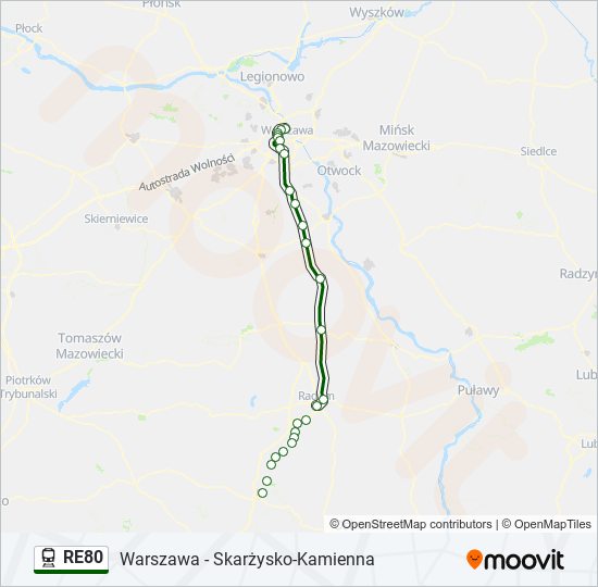 RE80 train Line Map