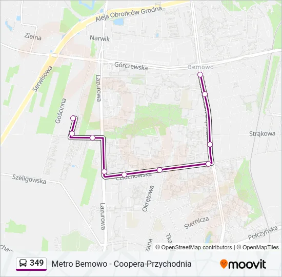 Автобус 349: карта маршрута