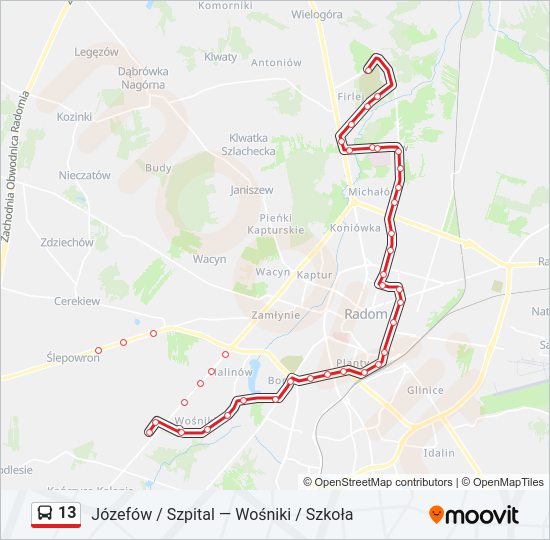 13 bus Line Map