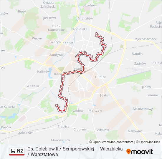 N2 bus Line Map