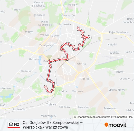 N2 bus Line Map