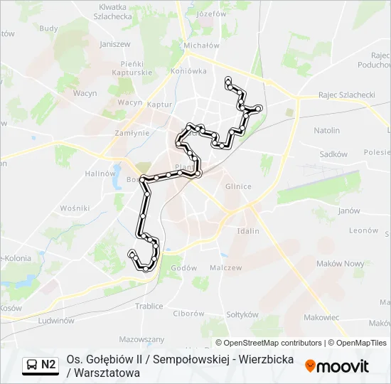 N2 Bus Line Map