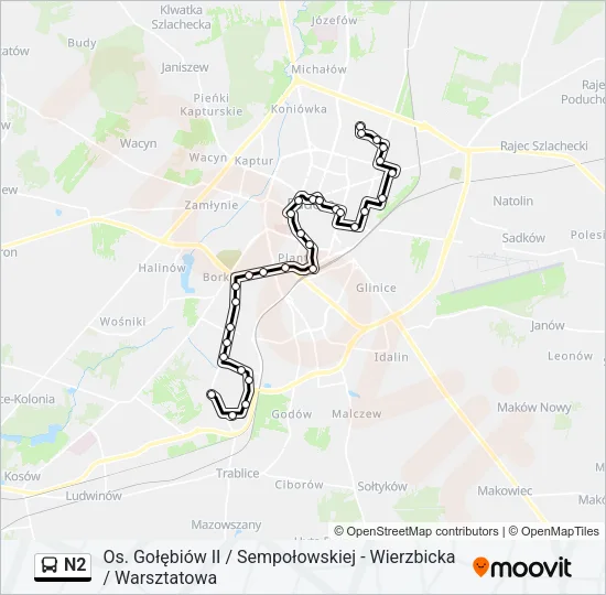 N2 Bus Line Map