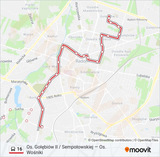 16 bus Line Map