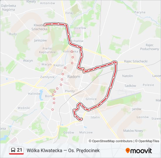 21 bus Line Map