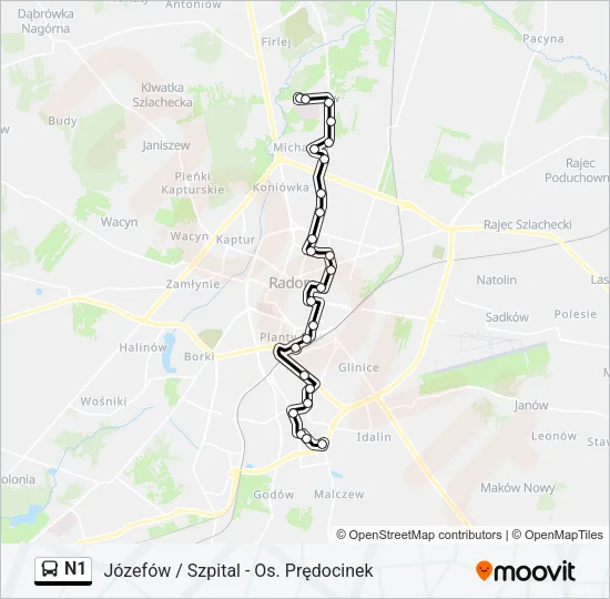 N1 Bus Line Map