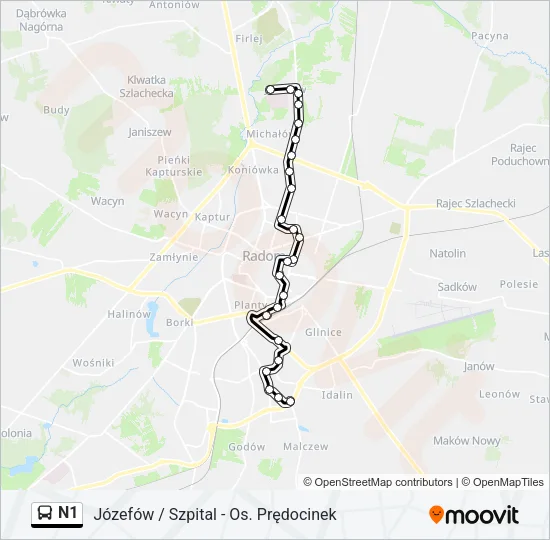 N1 Bus Line Map