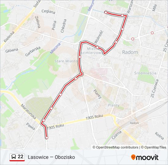 22 bus Line Map