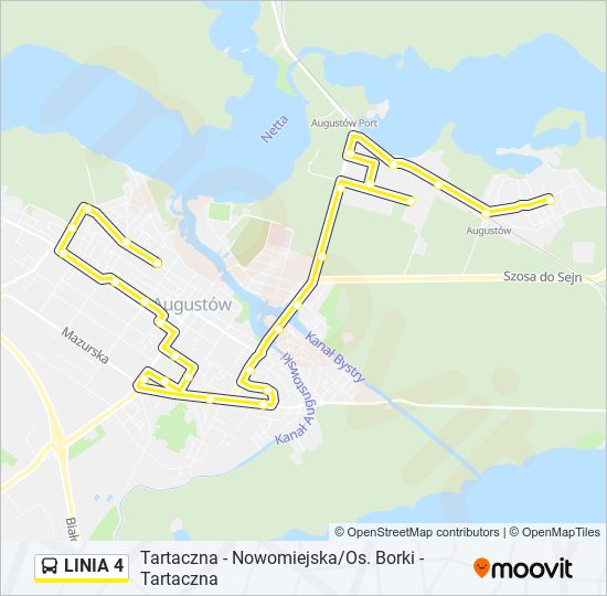 Mapa linii autobus LINIA 4