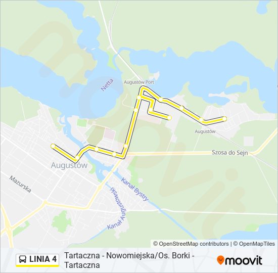 Mapa linii autobus LINIA 4