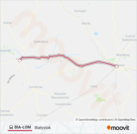 Автобус BIA-ŁOM: карта маршрута