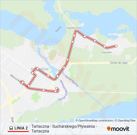 Mapa linii autobus LINIA 2