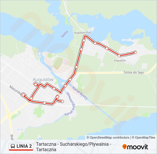 Mapa linii autobus LINIA 2