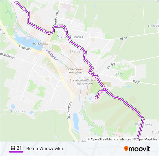 21 bus Line Map