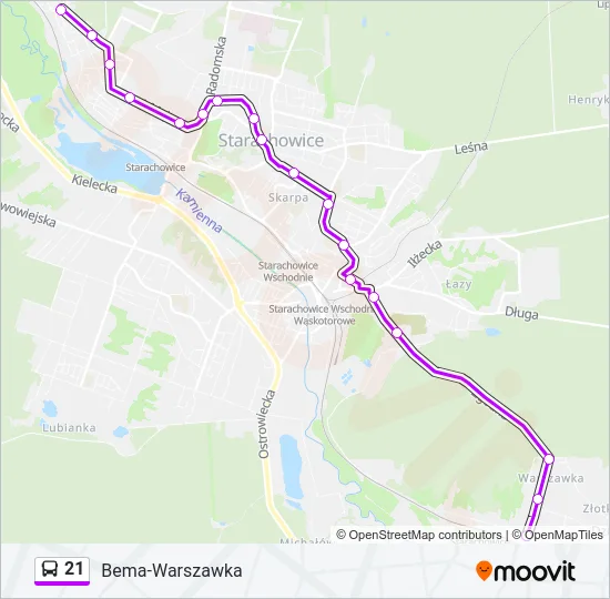 Автобус 21: карта маршрута
