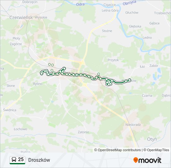 Mapa linii autobus 25