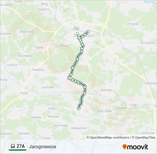 Mapa linii autobus 27A