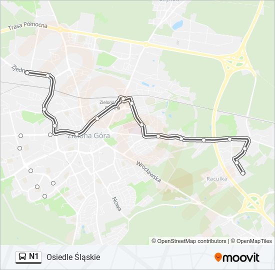 N1 bus Line Map