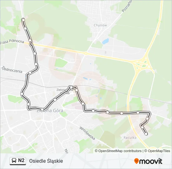 N2 Bus Line Map
