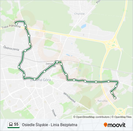 55 bus Line Map