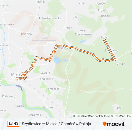 Автобус 43: карта маршрута