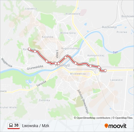 38 bus Line Map